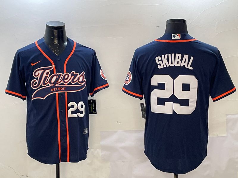 Men Detroit Tigers #29 Skubal Blue Joint Name 2025 Nike MLB Jersey style 2